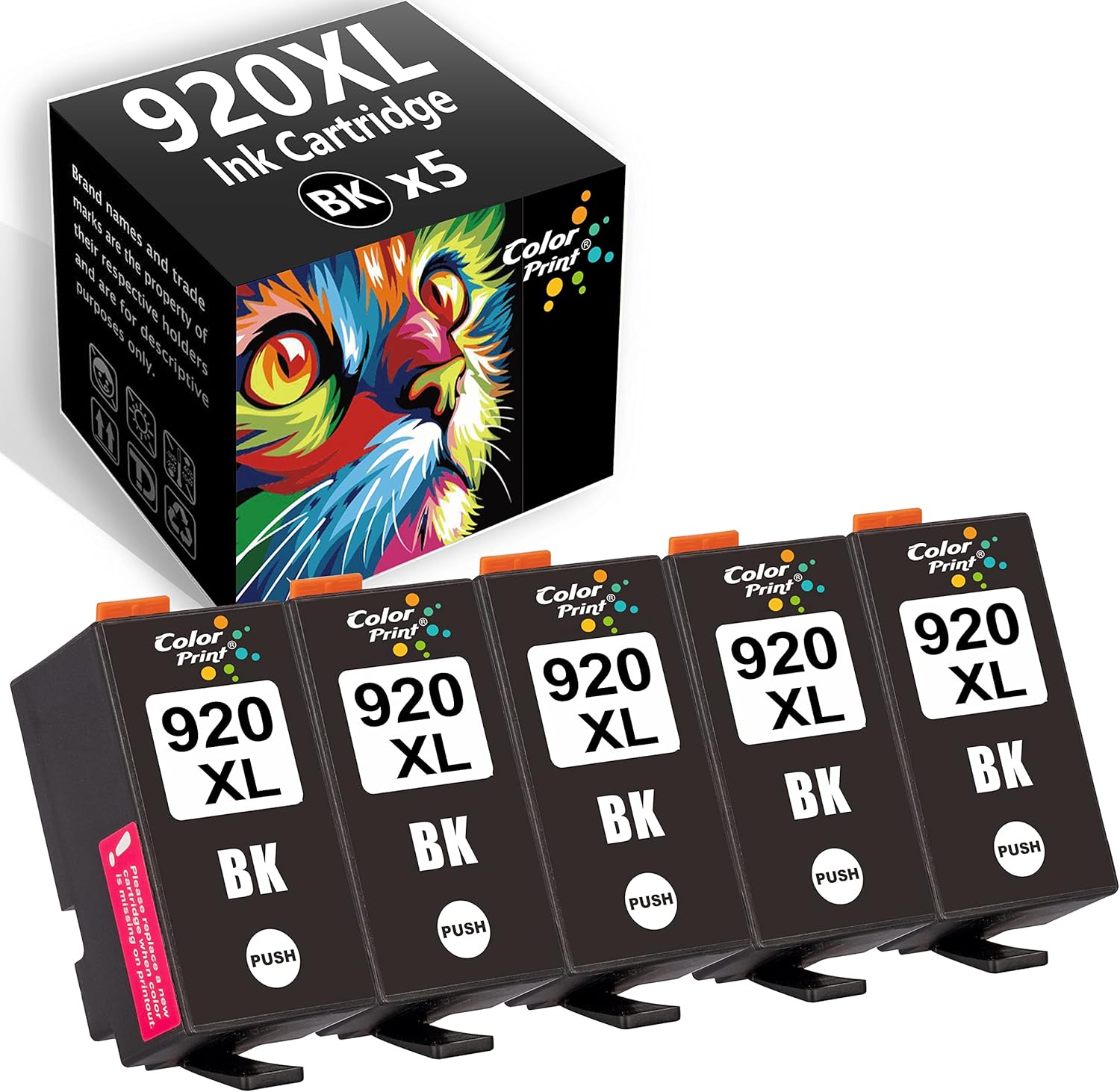 Compatible 920XL Black Ink Cartridge Replacement for HP 920 XL for Officejet 6500 6500A 6000 7000 7500 7500A E709 Laser Printer (5-Pack)