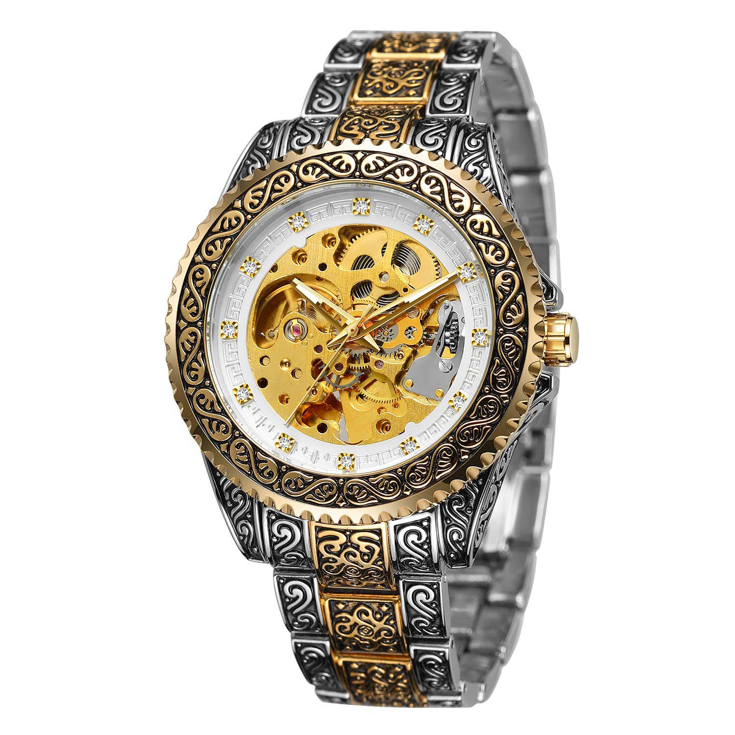 Forsining Orologio Meccanico Automatico Uomo – Acciaio Inox Con Incisione Laser 3D, Impermeabile 30M - 5