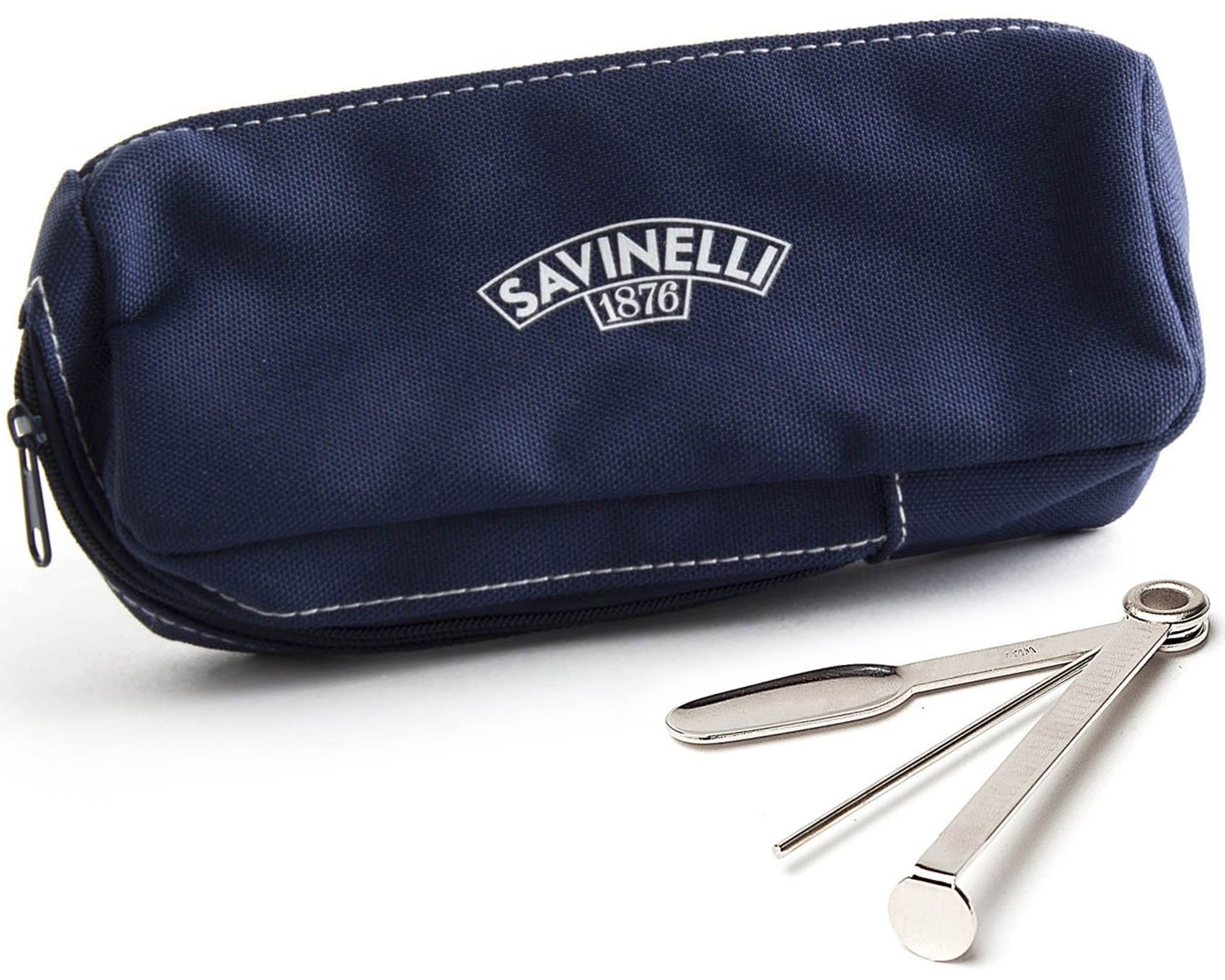 Pipa Savinelli BASIC modelo 628, kit para pipa con todos los accesorios, estuche de lona azul