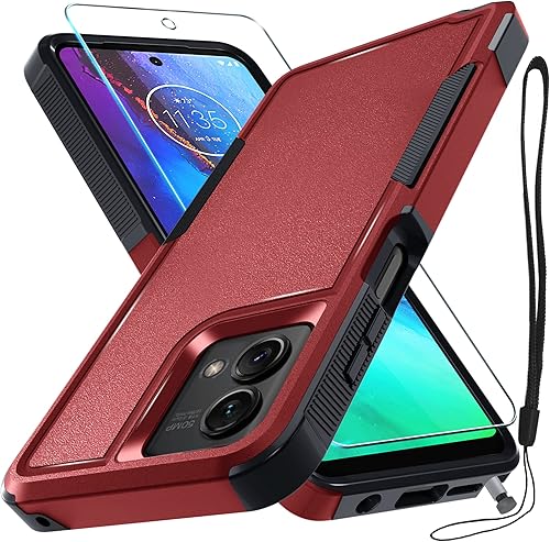 Funda para Motorola Moto G Stylus 5G 2023 no compatible con G Stylus 5G 2022 con protector de pantalla de vidrio templado, 2 en 1, cuerpo completo,