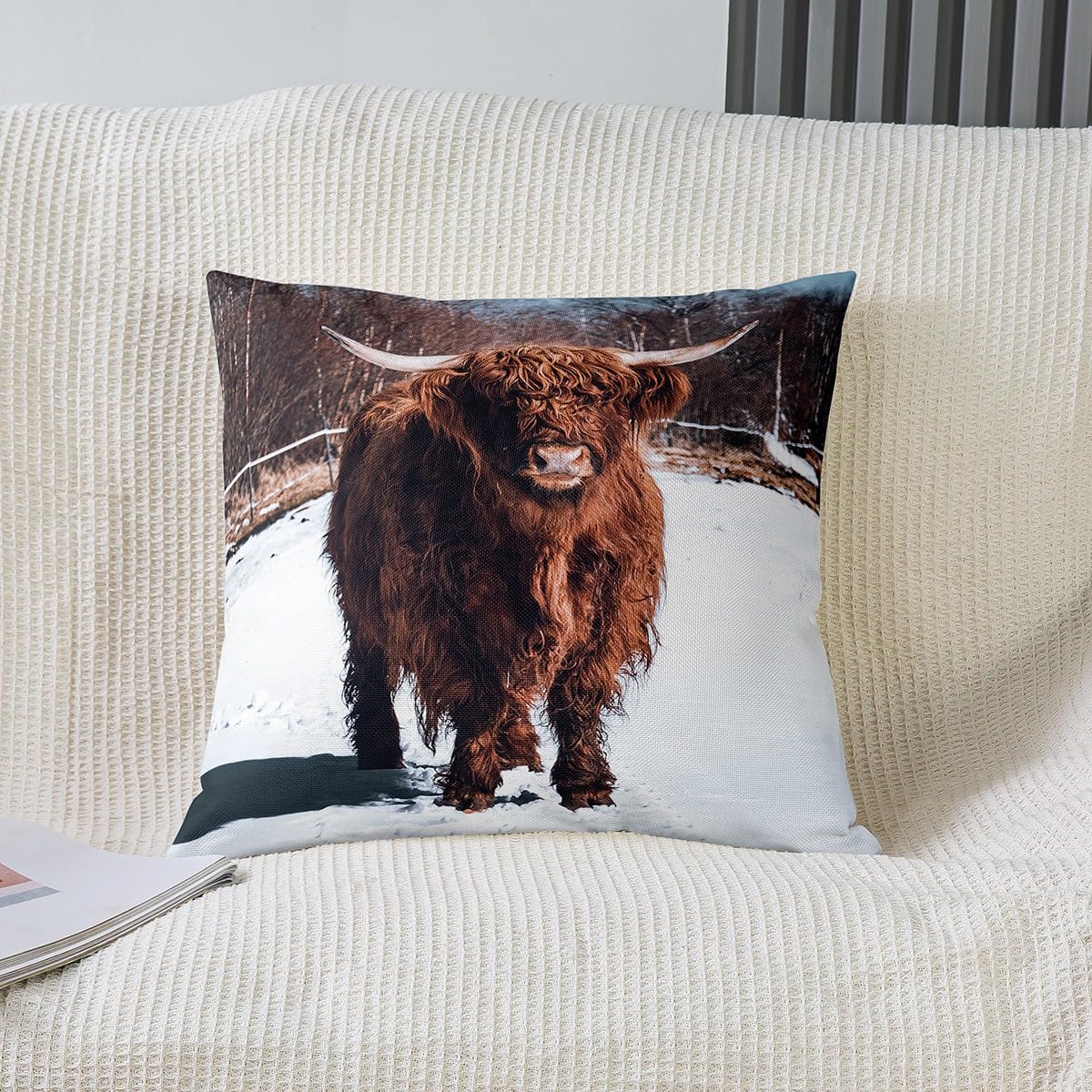 Federe Cuscino 40x40 Con Mucche Highlands - Set Da 2, Morbide E Reversibili, Arredo Camera Da Letto O Divano - 3