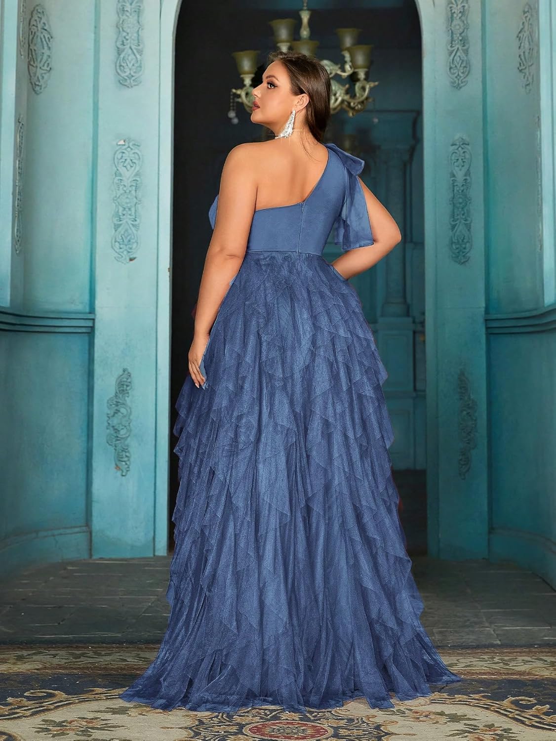 Women's Plus Size Wedding Guest Long Dress One Shoulder Summer Maxi Elegant Evening Party Cocktail Gown for Bridesmaid Prom - Image 4