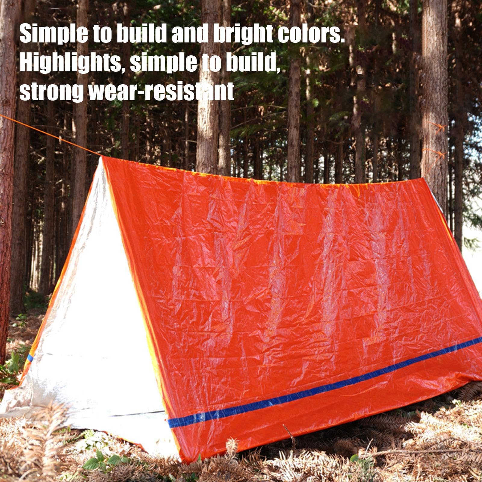 Zelt-Shelter, 2-Personen-Outdoor-Zelt, leicht, Winddicht, wasserdicht, Thermal Sleeping Bag Sack, Emergencys Tarp Blanket, ideal für Wandern, Backpacking, 150 x 237 cm, Grün Orange Sport & Freizeit