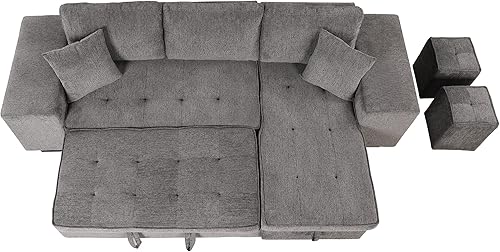 Miniatura 4 de Sofá modular reversible de 1045 pulgadas con tumbona de almacenamiento 2 estantes 2 taburetes y 2 cojines de lanzamiento esquina contemporánea de 3