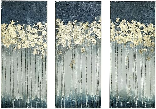 Madison Park Arte de pared para decoración de sala de estar, lienzo tríptico de lámina dorada adornado para el hogar, decoración de baño, pintura