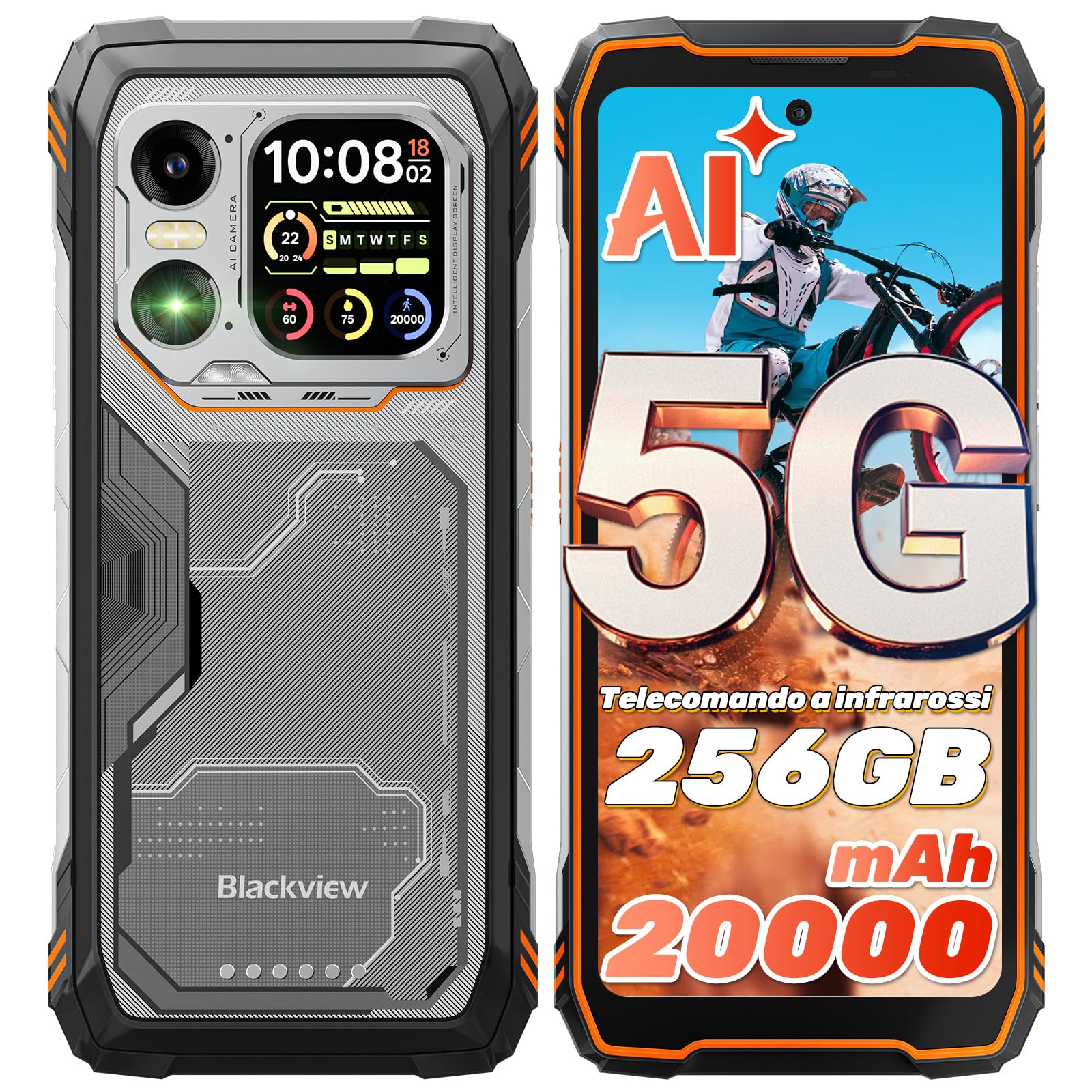 schermo doppio 20000mah bateria 64mp 50mp smartphone rugged