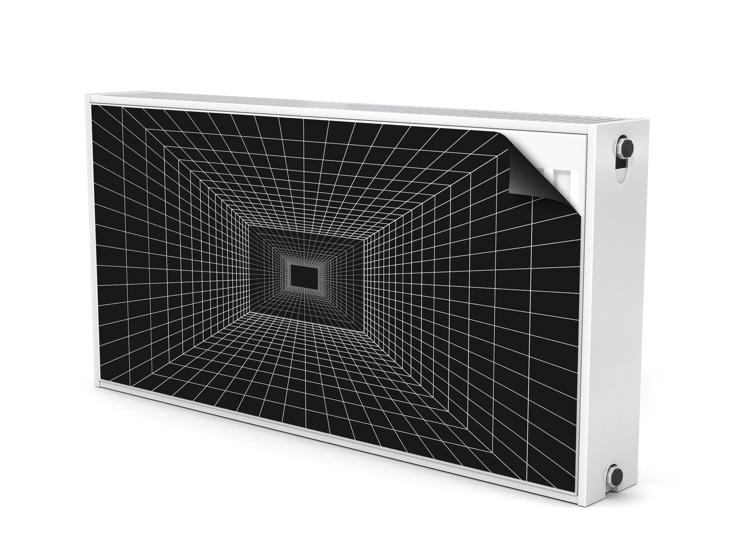 Muralo Cache-Radiateur Tunnel Abstrait Noir Aimanté Déco - 80x60 cm
