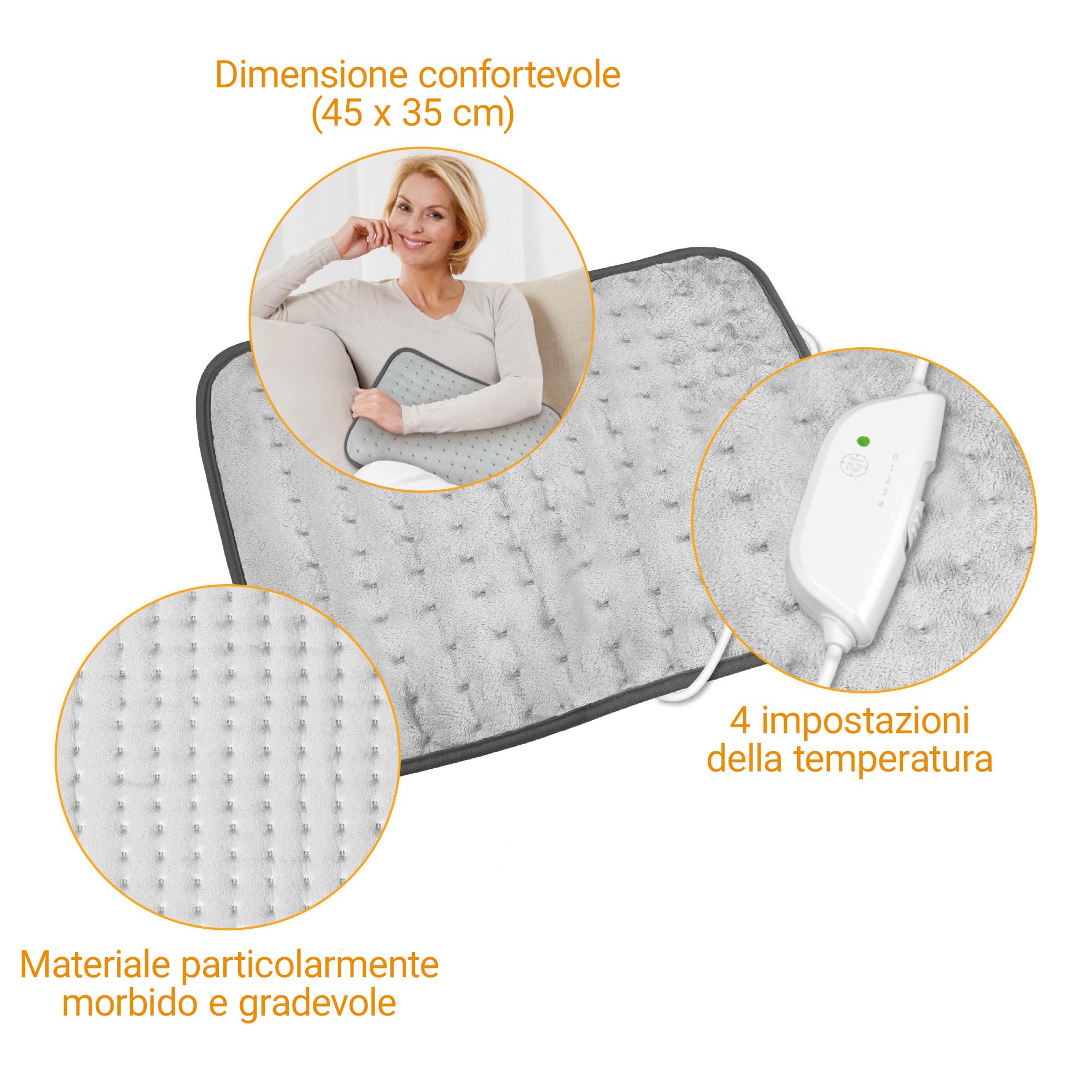 medisana HP 650 XL Tamponi riscaldanti 45 x 35 cm, pad riscaldante posteriore con 4 livelli di temperatura, pad riscaldante con protezione da surriscaldamento, spegnimento automatico, lavabile | per schiena, zona cervicale e collo, 4 livelli di calore e p