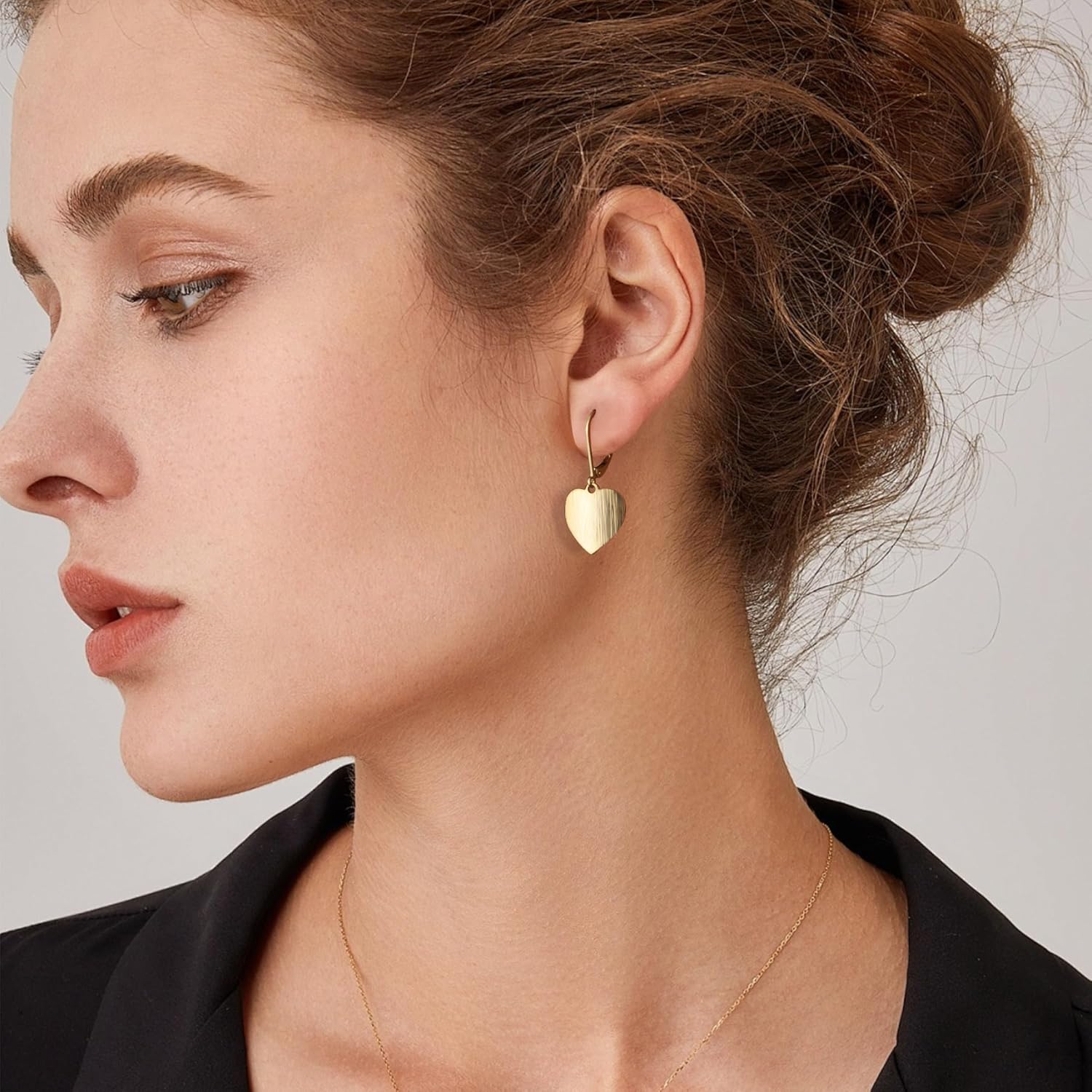 14K Gold Dangle Earrings for Women,Lightweight Circle Disc Coin Geometric Flat Brushed Drop Earrings, Hypoallergenic Leverback Earrings S925 Jewelry - Image 4