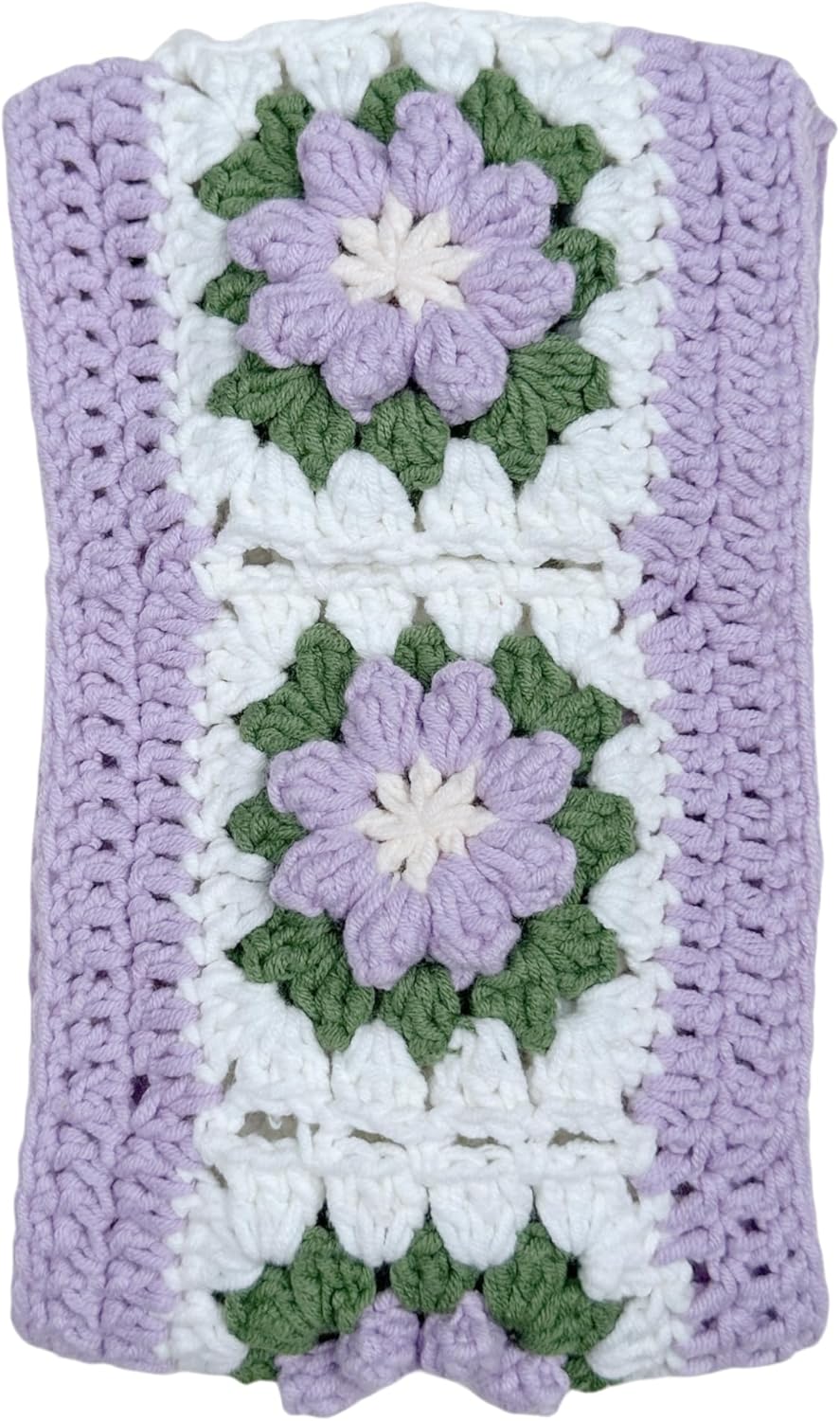 Handmade Crochet Green and Purple Flower Steering Wheel Covers Universal 14-15 inch for Women and Men,New Car Gift,Handmade Gift,Gift for her