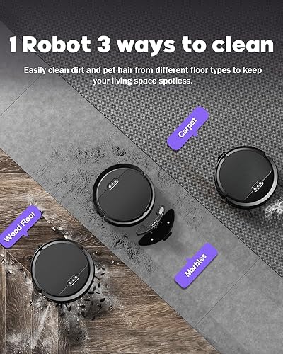 Miniatura 4 de Robot aspirador y trapeador, 5000 Pa Robot Vaccum, WiFiBluetoothAlexaAppControl remoto, Aspiradora robótica con control de voz, autocarga, ideal