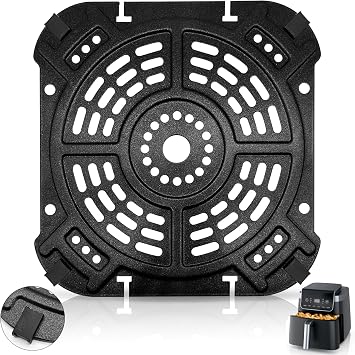 Air Fryer Grill Pan for Ninja AF182AMZ Pro XL7 in 1 6.5 QT MAX AF181 Pro XL 6 in 1 6.5 QT XL, Air Fryer Accessories Tray Grill Plate Crisper Plate Replacement Parts Tray Rack with Rubber Bumpers