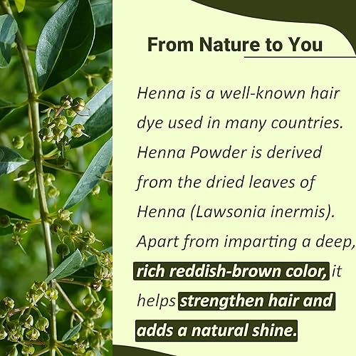 Miniatura 2 de Mi Nature Polvo de henna pura (Lawsonia Inermis) 3.53 oz  Tratamiento natural para colorear y acondicionar el cabello a base de plantas  Fórmula