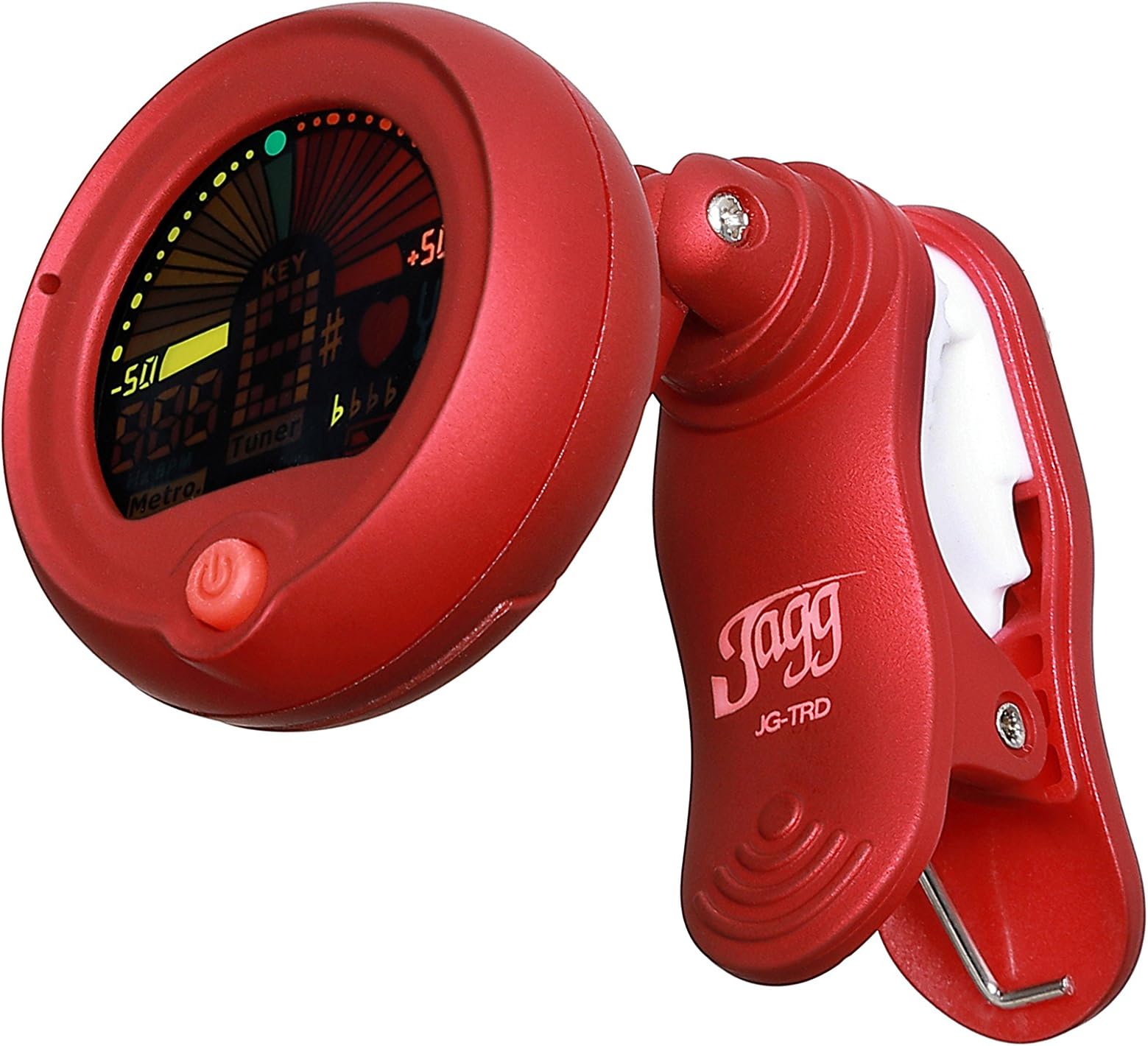 Jagg Clip on Guitar Tuner & Metronome Chromatic Acoustic Electric Bass Violin Ukulele (Red)