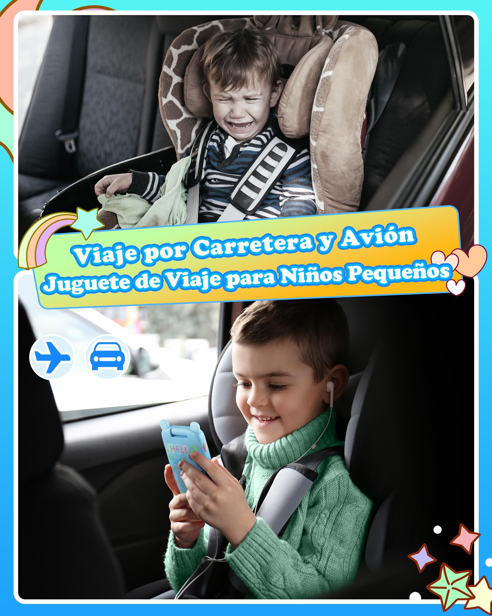AGPTEK Teléfono para niños, Smartphone Juguete Pantalla Táctil con 32GB TF Card, Cámara, Dispositivo de Aprendizaje 3-7 Años, Regalos, Azul
