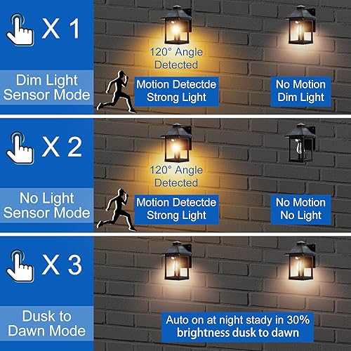 Miniatura 3 de Luces solares de pared con sensor de movimiento para exteriores, luz vintage de apliques de pared, luces de montaje en pared para 3 modos de