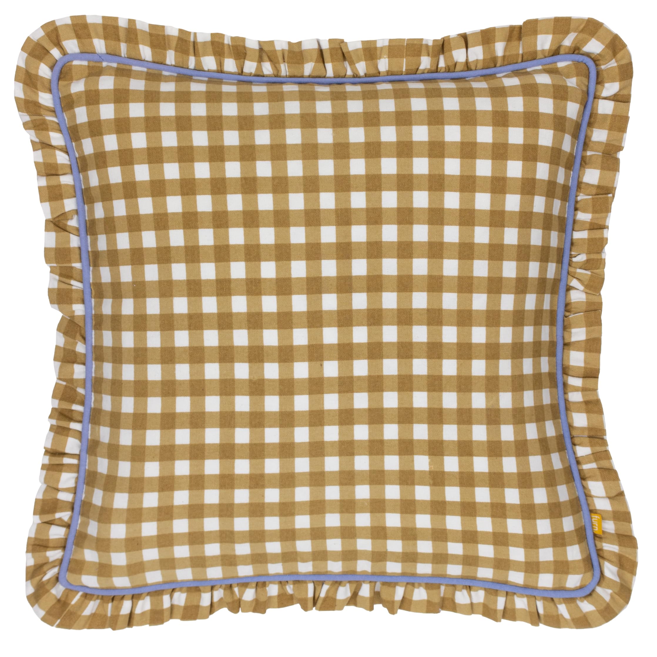 furn. Maude Gingham Cotton Piped Cushion Cover, Gold, 45 x 45 cm (Pack of 1) - Image 2