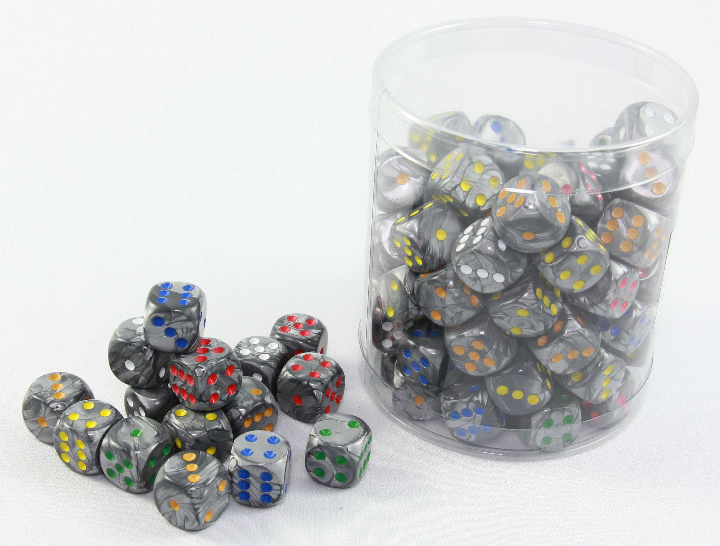 weiblespiele 05147-1 - Acryl-Würfel, Shadow in Dose, 16 mm, 100 Stück