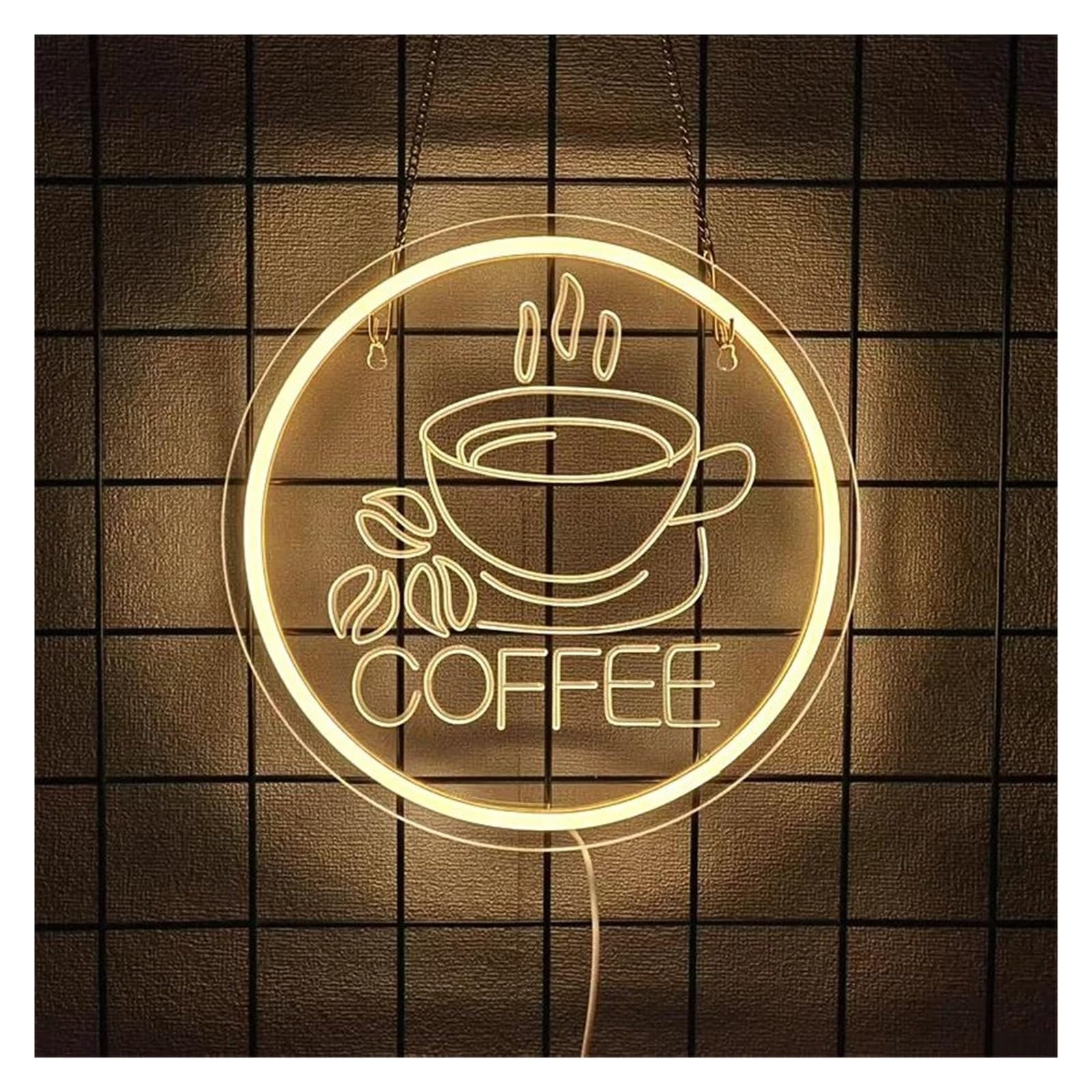 SHOUXI Sign Lamp Coffee Neon Sign Light Dimmable USB Powered for Cafe Bar Restaurant Business Home Office Hotel Birthday Party Wall Decor 28cmx28cm(B)