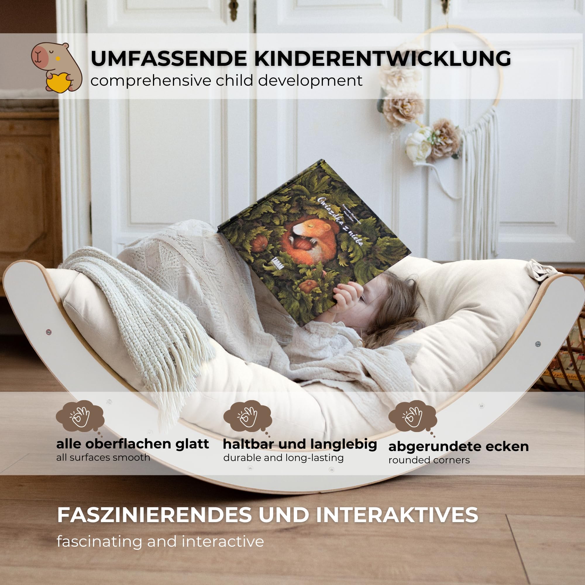 MAMOI® Klettergerüst Indoor 3 in 1 Set. Montessori Kletterbogen mit Kissen, Indoor Spielplatz und Rutsche
