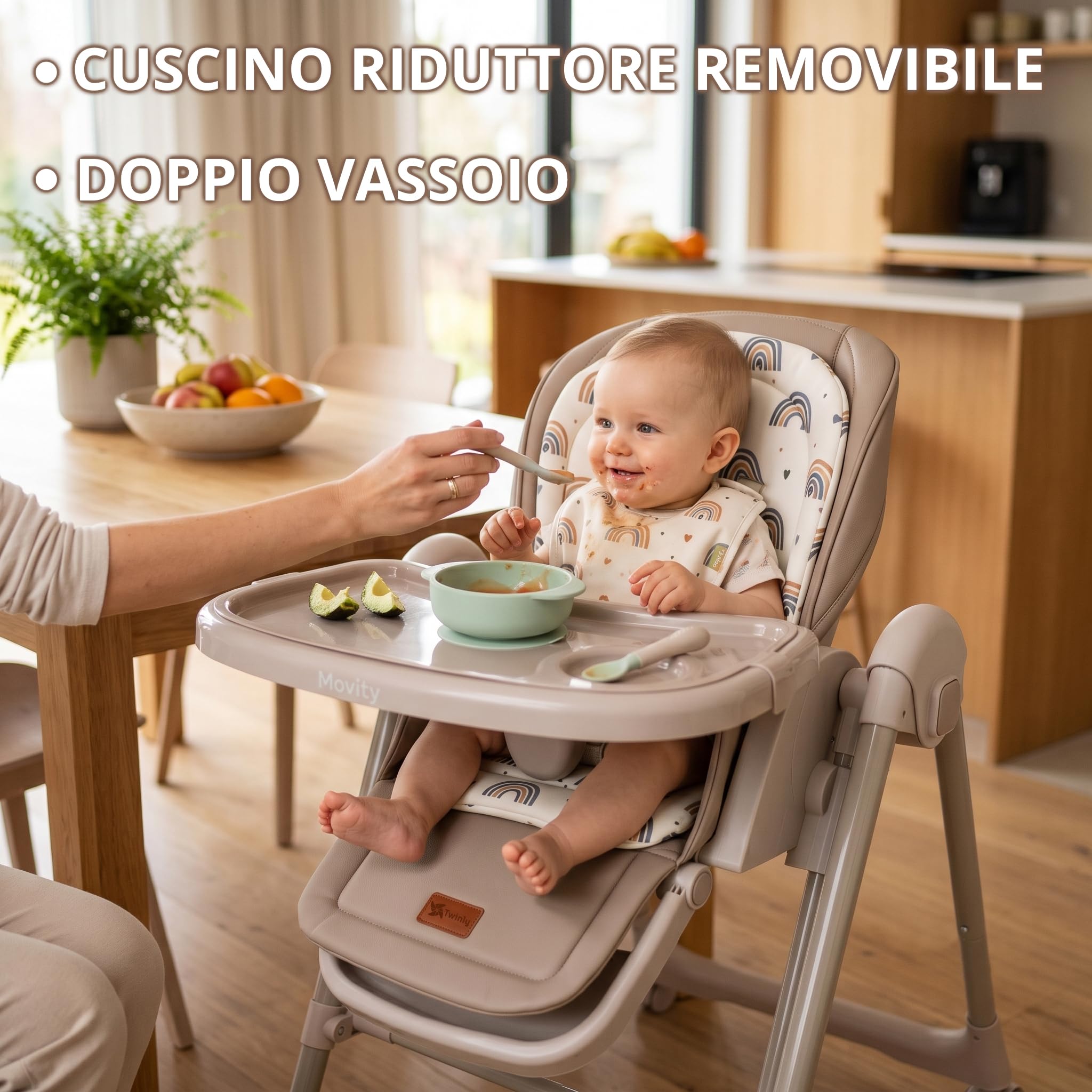 Twinly Movity Seggiolone e altalena multifunzione 2 in 1, Beige