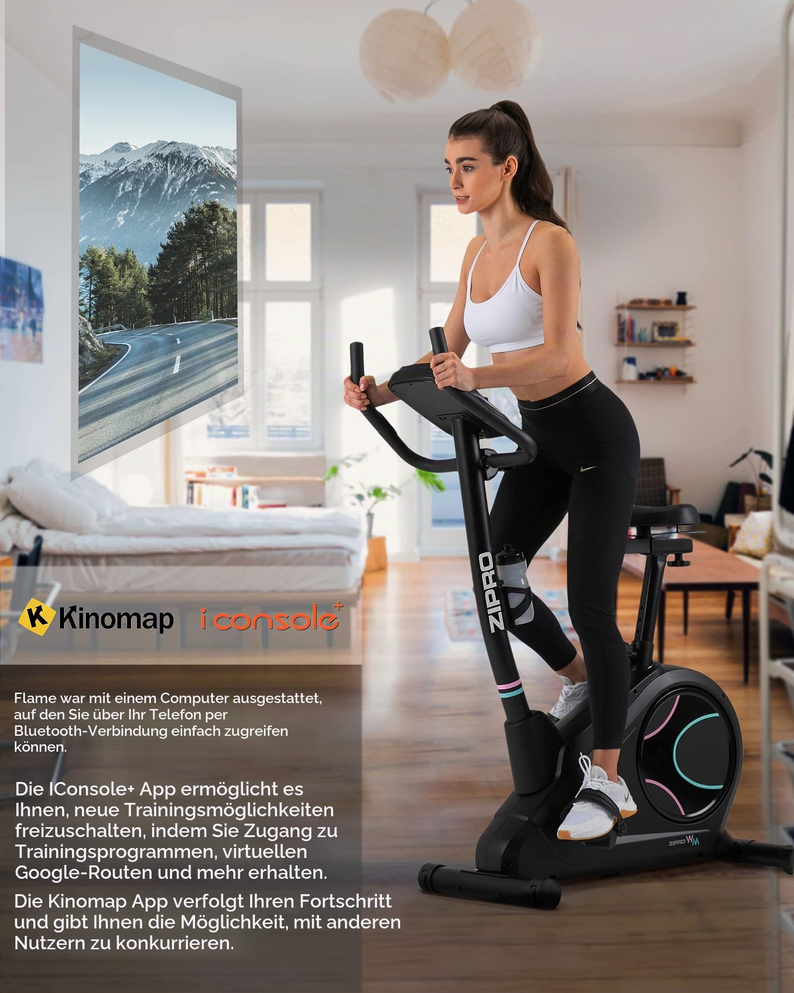 Zipro Heimtrainer Fahrrad Flame, Ergometer Fitnessbikes, Magnetisches Fahrradtrainer, Ergometer Fahrrad bis 150kg, Indoor Bike, Trainingsfahrrad für zuhause, Fahrradergometer Kabelgebunden