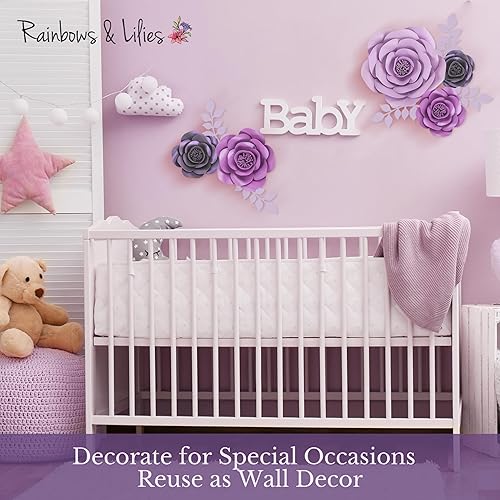 Miniatura 3 de Rainbows & Lilies Decoraciones grandes de flores de papel para pared, boda, fiesta de novia, baby shower, decoración de guardería, habitación de