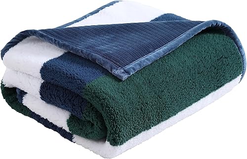 Nautica Manta de felpa ultrasuave para decoración del hogar, ropa de cama sherpa reversible, 50 x 60 pulgadas, verde Wilton