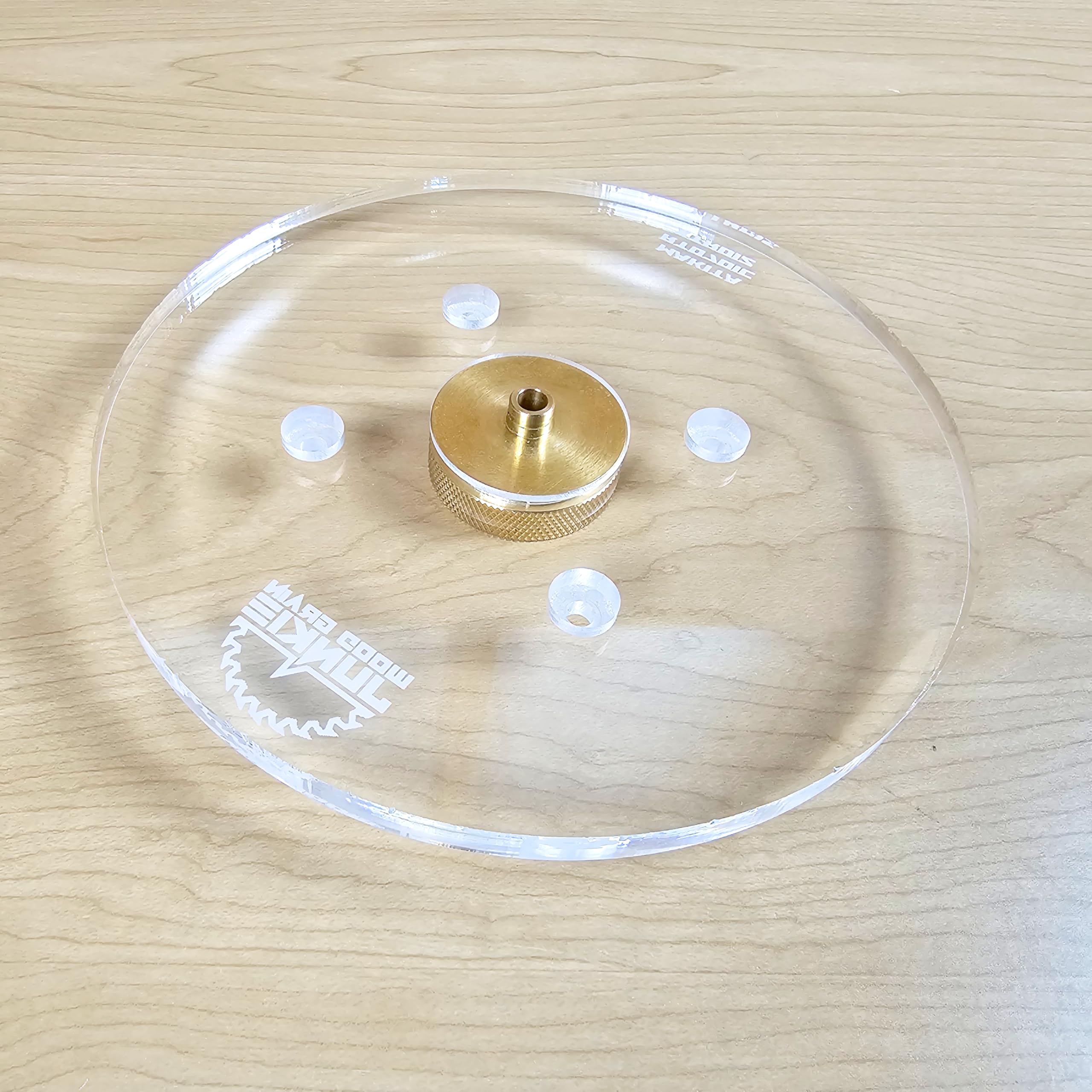 WOOD GRAN JUNKIE TrimFit Pro - Placa base redonda de 6 pulgadas para Makita RT0701C, XTR01Z- preperforada, acrílico fundido transparente de 3/8 pulgadas de grosor, base de enrutador para carpintería