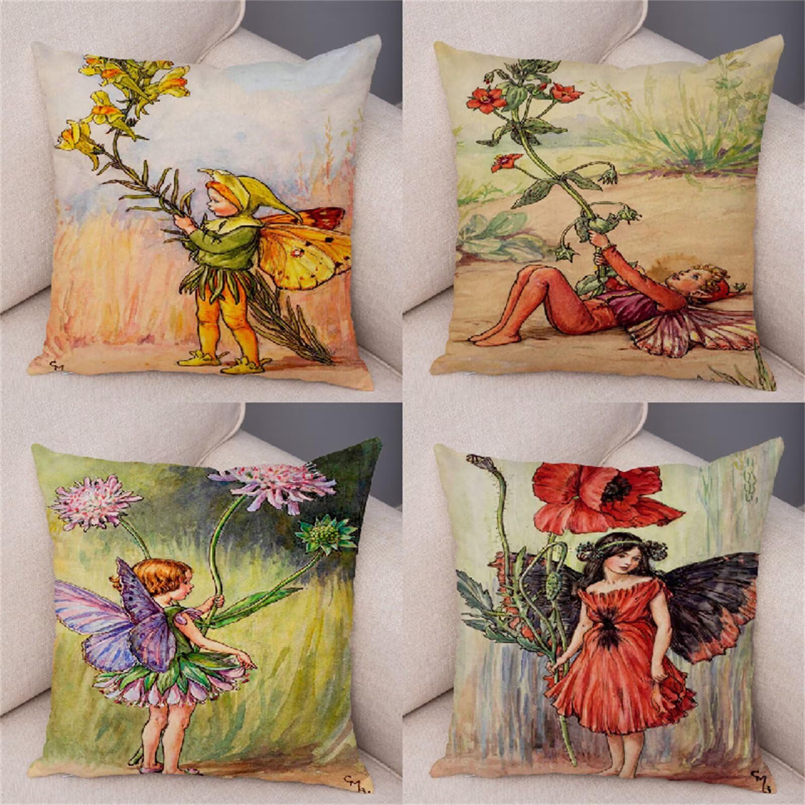 Housse de canapé en lin rouge de qualité supérieure avec motif floral double face