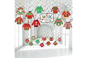 30 Ugly Sweater Christmas Cutouts and Swirls Decoration Ugly Sweater Tacky Holiday Foil Hanging Decor