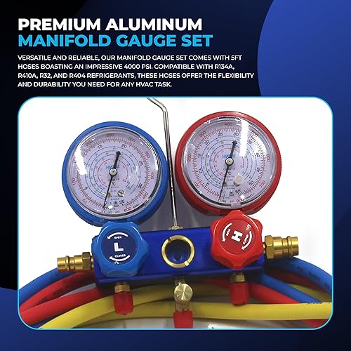 Miniatura 4 de Kit de bomba de vacío HVAC bomba de aire de 4.5CFM, bomba de vacío de CA y conjunto de manómetro con válvula de grifo de lata R134 y detector de