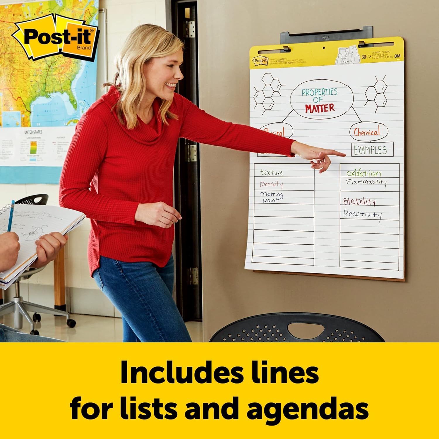 Post-it Super Sticky Easel Pad, 25 in x 30 in, Lined, 30 Sheets Per Pad, 561WLSS