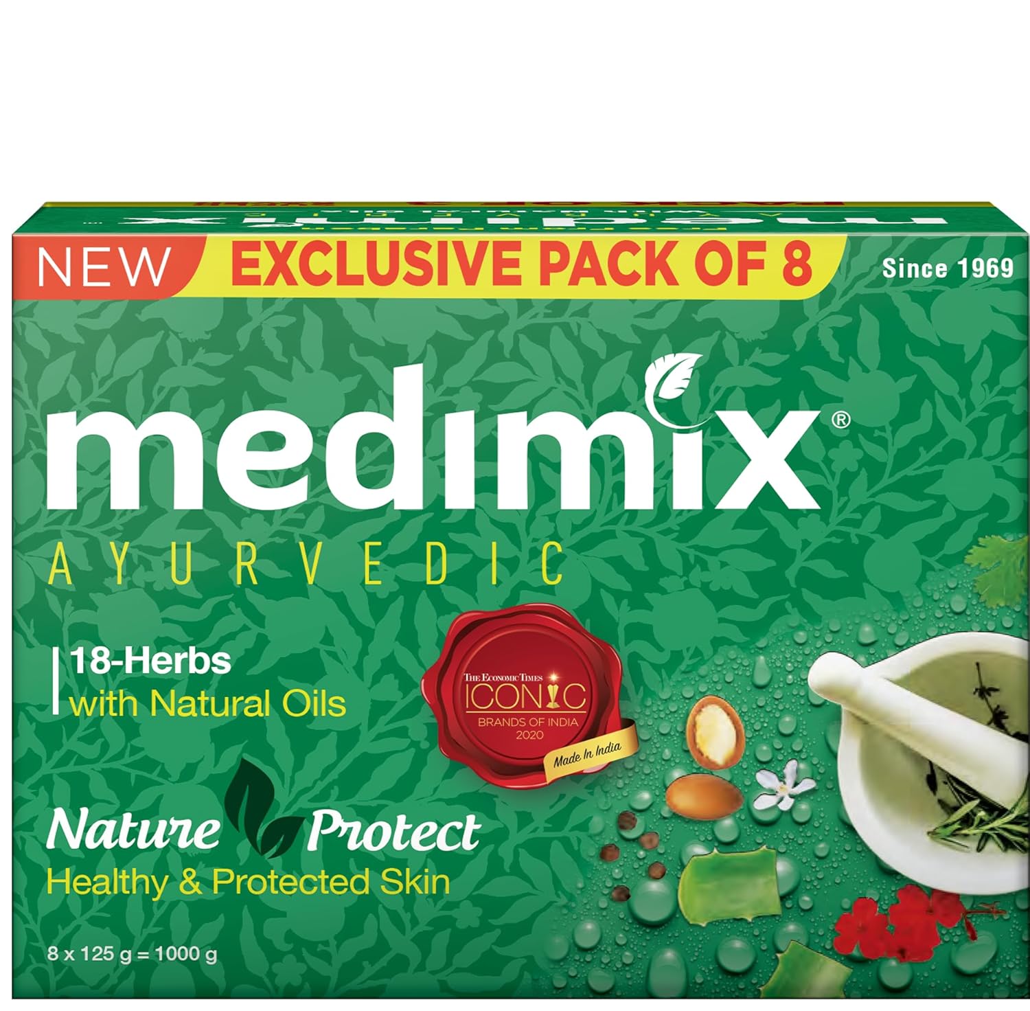 Medimix Ayurvedic Classic 18 Herbs Bathing Soap 125g (Combo Pack of 8) | Natural Oils For Healthy & Protected Skin | Shop Herbal | Natural | Paraben-free & Sulphate-free | 100% Vegan Medimix Ayurvedic Classic 18 Herbs Bathing Soap 125g (Combo Pack of 8) | Natural Oils For Healthy & Protected Skin | Shop Herbal | Natural | Paraben-free & Sulphate-free | 100% Vegan