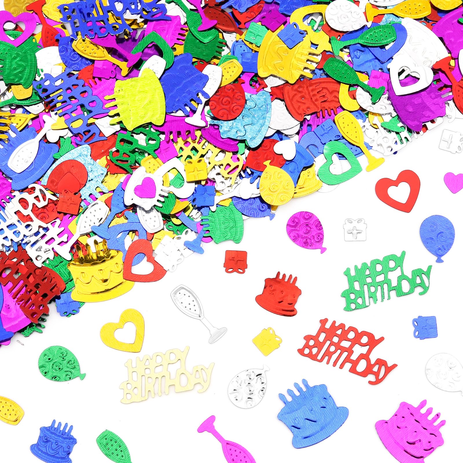 Happy Birthday Confetti - Multi-Color Metallic Foil Birthday Confetti for Table, Cake, Balloon Sprinkles and Party Decorations, Party Anniversary Wedding DIY Craft Supplies