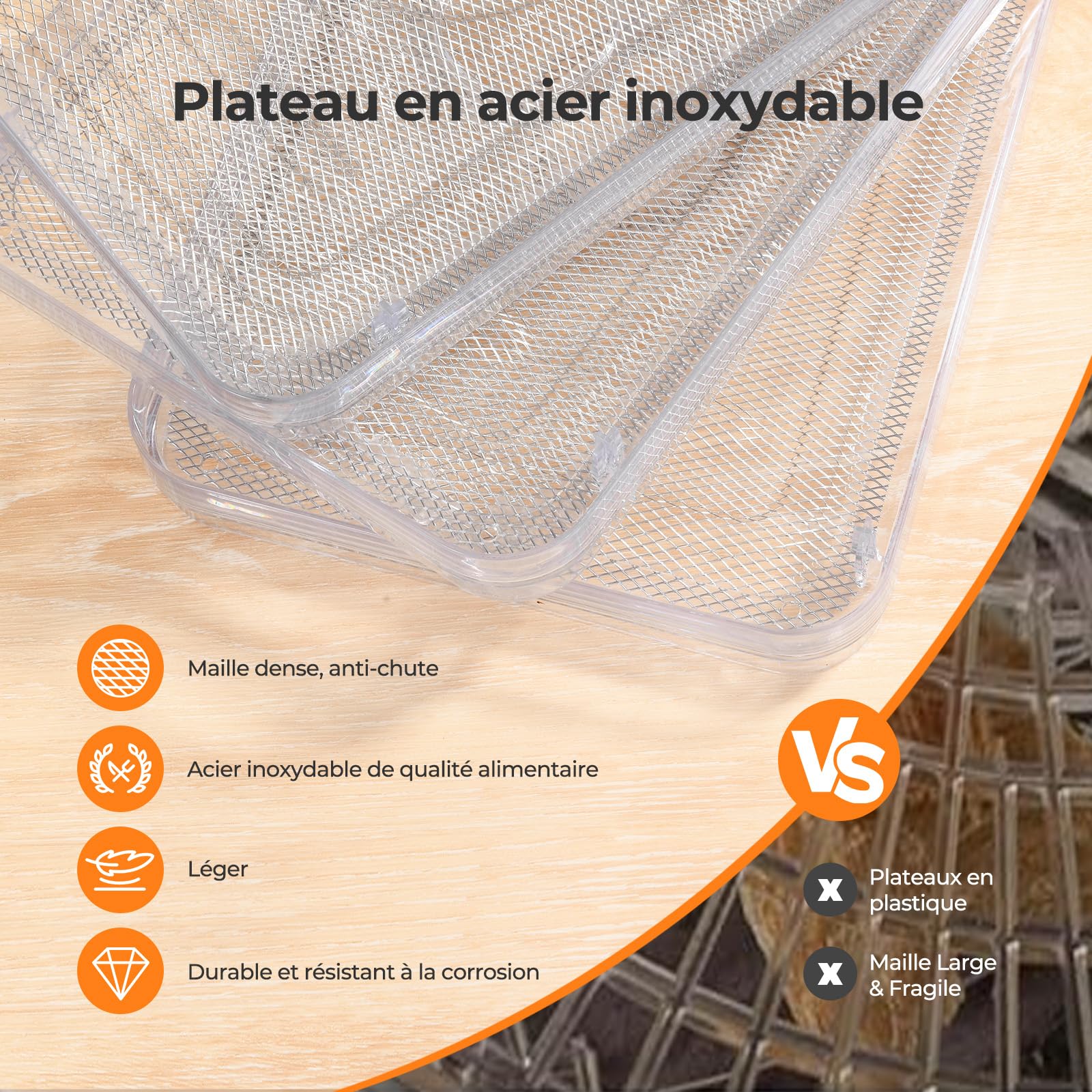 YASHE Déshydrateur Alimentaire, 5 Plateaux En Acier Inoxydable, Minuterie Et Température Réglables, Flux D'Air À 360°, Sans BPA, Déshydrateur 400W Pour Jerky, Fruits, Herbes, Friandises Pour Chiens