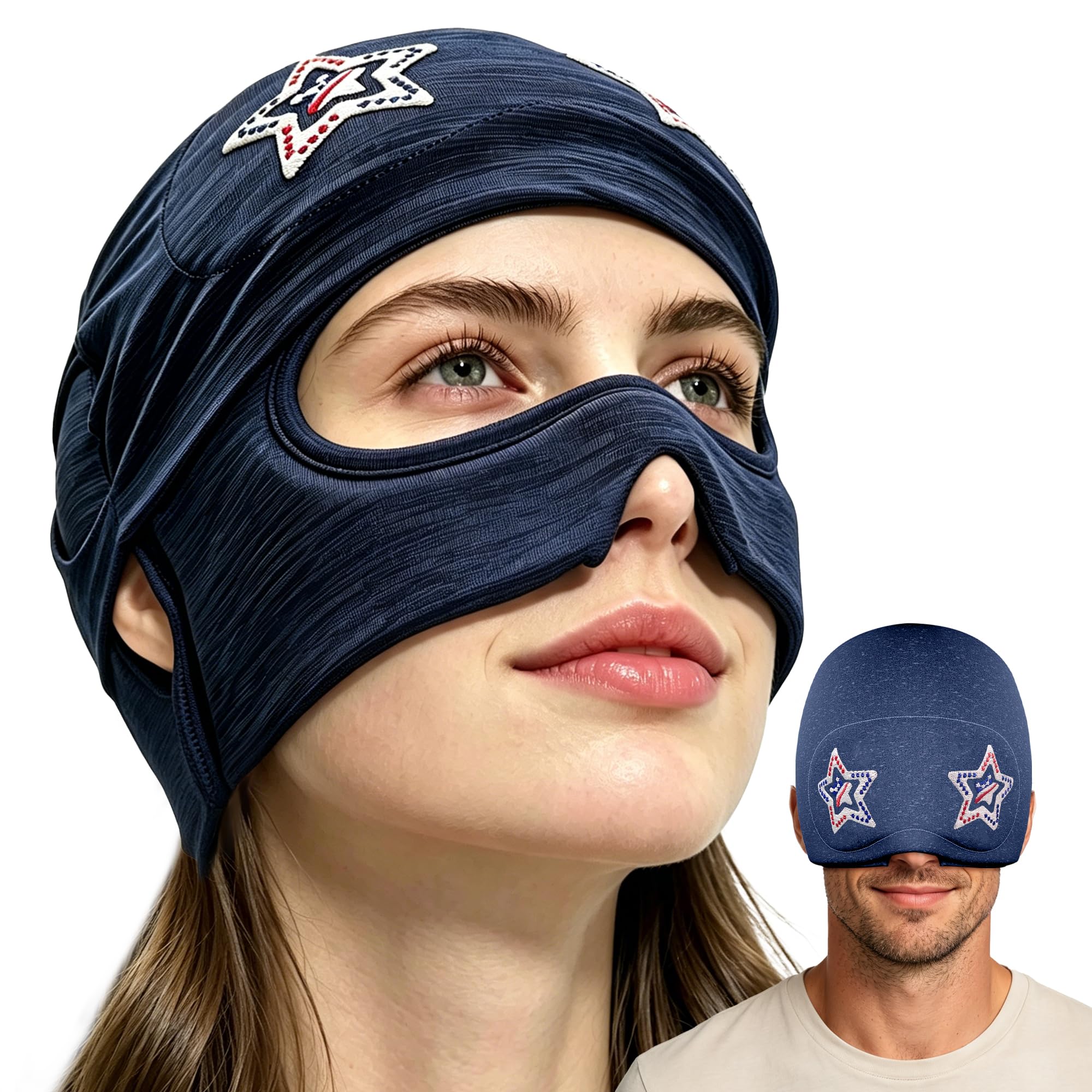 Gorro de alivio de migraña con máscara de ojos deslizante, alivio