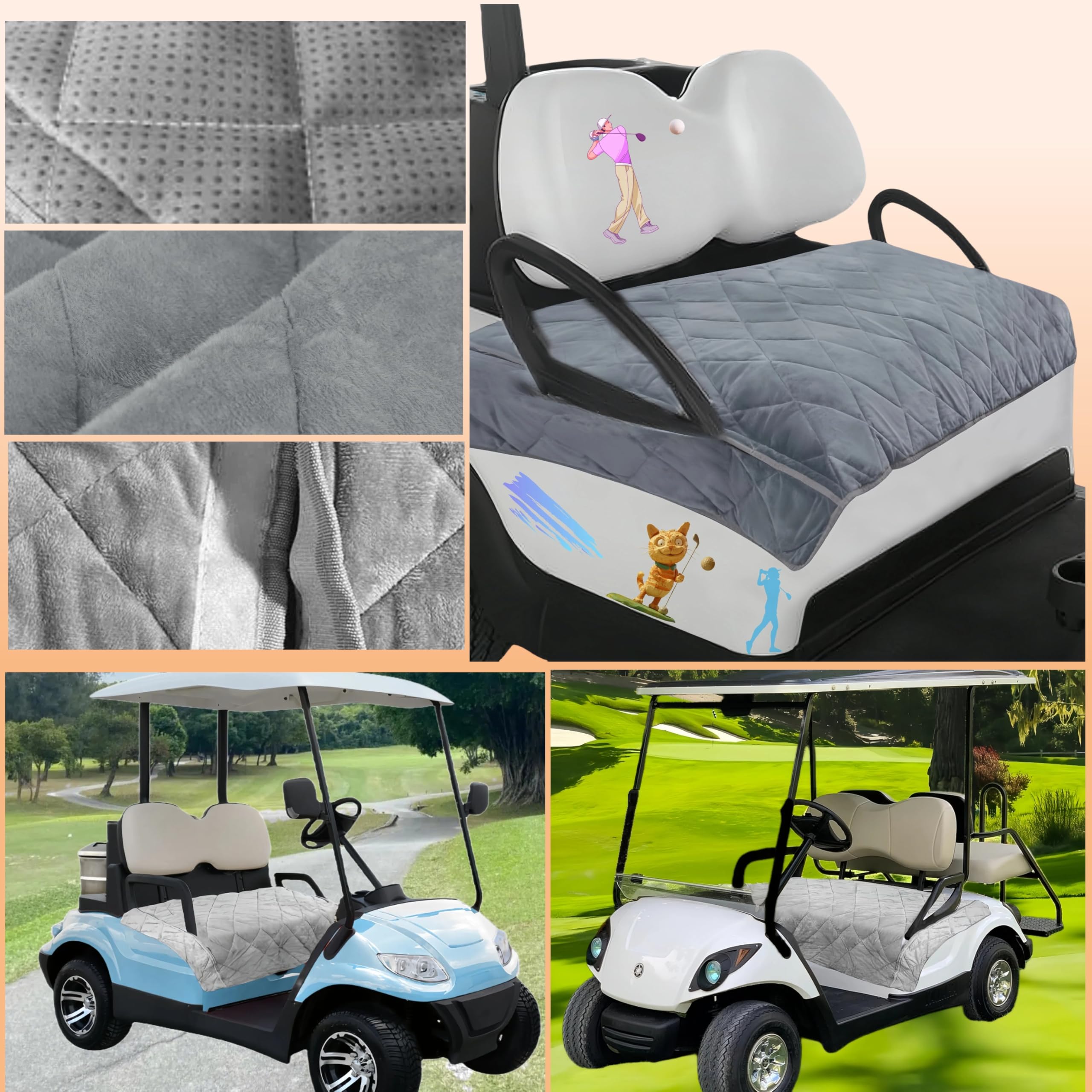 WUKO HUNTGolf Cart Seat Covers,Universal Seat Blanket,seat cushion,plush,Waterproof Travel Sports Golf Cart Covers for 2-Person Seats EZGO YAMAHA Club Car, Winter Golf Cart Accessories (New for 2024)