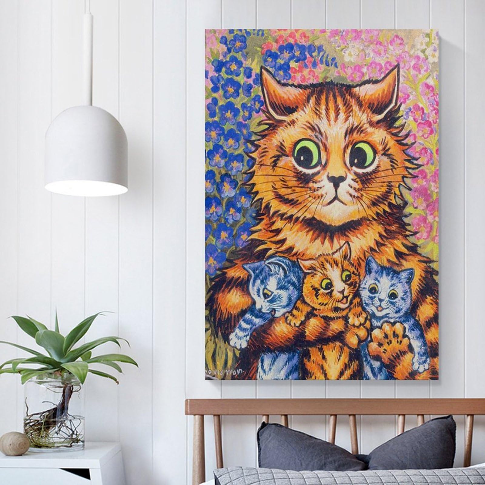 絵画。原画☆キャンバスF20【子猫たちのソファーでの幸せな瞬間に属する】 Amazon.co.jp: ZYCH 油絵 動物 猫 プロ 蝶 キャンバス ウォール