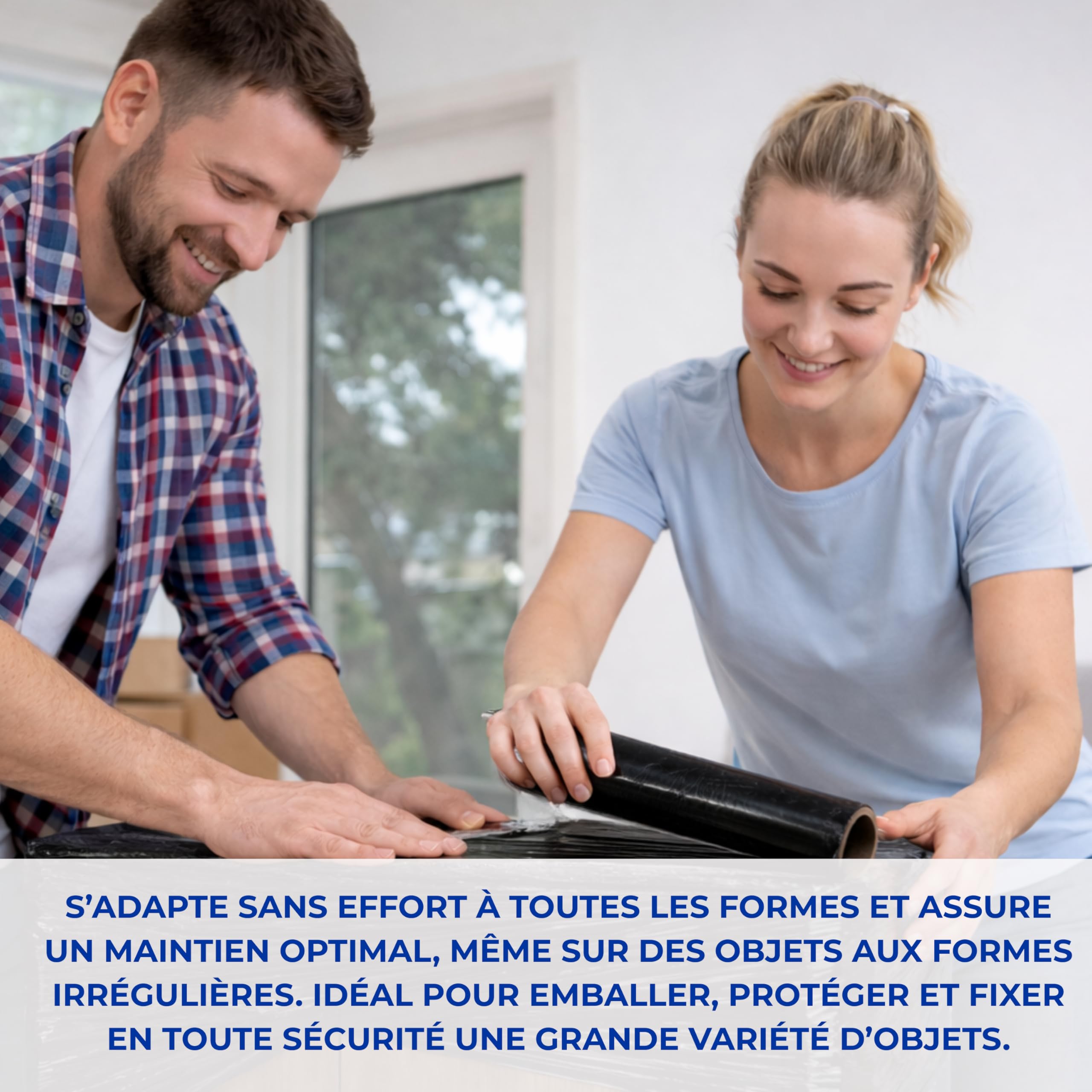 Film étirable Noir 25 cm 3 rouleaux opaque 300 g mandrin Ø38 mm