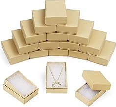 BELLE VOUS Kraft Jewellery Gift Box with Polyester Filling (Pack of 100) - 5.6 x 8.2 x 2.6 cm - Brown Kraft Paper Box - Cardboard Boxes with Lids for Rings, Necklaces, Earrings & Bracelets