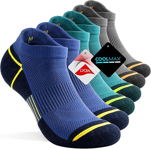 TANSTC Calcetines profesionales para correr para hombre, calcetines Coolmax de licra invisibles, calcetines atléticos de compresión que absorben la