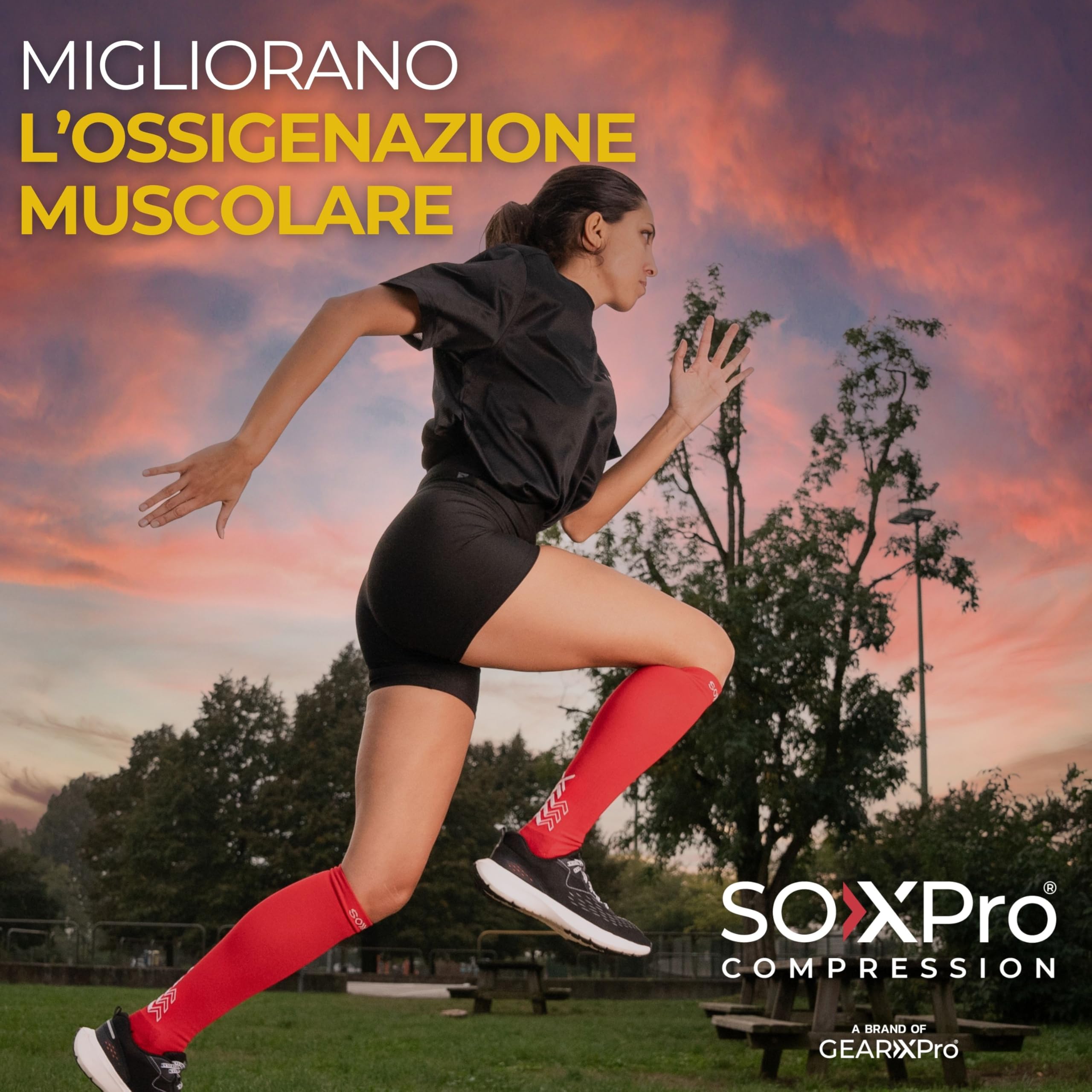 GEARXPro - Calza a Compressione - Doppio Grip - Migliora il Flusso Sanguigno - Stabilità, Controllo e Traspirabilità, Calze Calcio e Running
