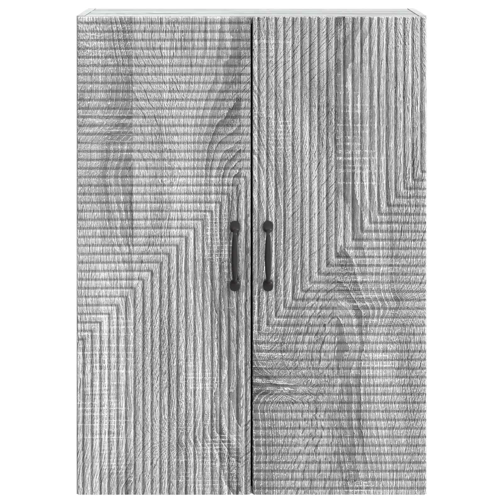 Armoire murale grise Sonoma 66 x 34,5 x 90 cm en bois avec 2 portes et étagères Montage mural pour salon, chambre à coucher, bureau, espace de rangement