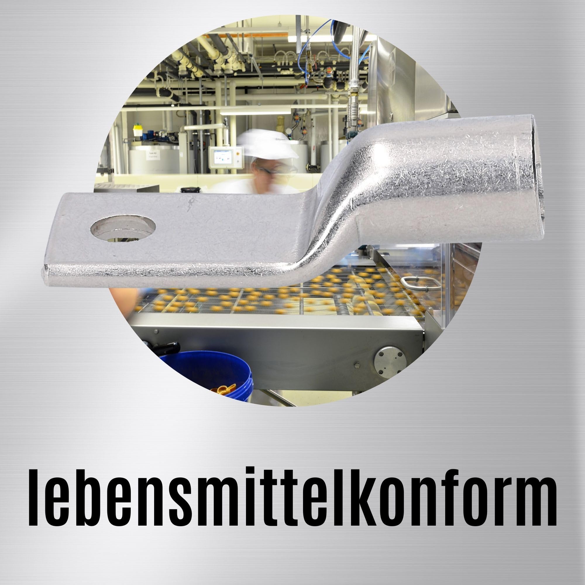 Kalitec 10x Końcówka Kablowa Oczkowa V4A 70 mm² M8 Stal Nierdzewna ER14-8 | Nierdzewne konektory rurowe, odporne na korozję i kwas, idealne do przemysłu i agresywnych środowisk morskich.