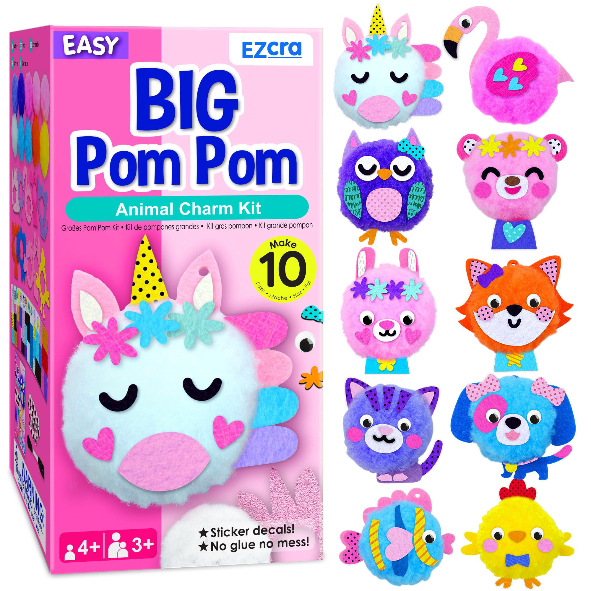 Amazon.com: EZCRA Kids Crafts Ages 4-8 – 10 Plush Pom Pom Unicorn