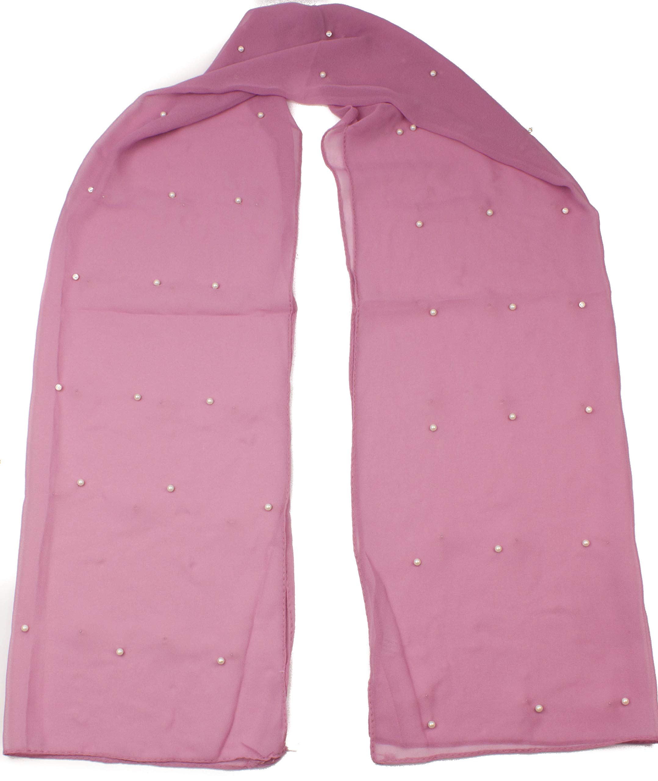 Mytoptrendz® Plain Soft Shawl Scarf Pearl Embellished Wrap for Evening Dresses Sheer Bridal Women's Scarves for Prom, Wedding, Party (Pink)
