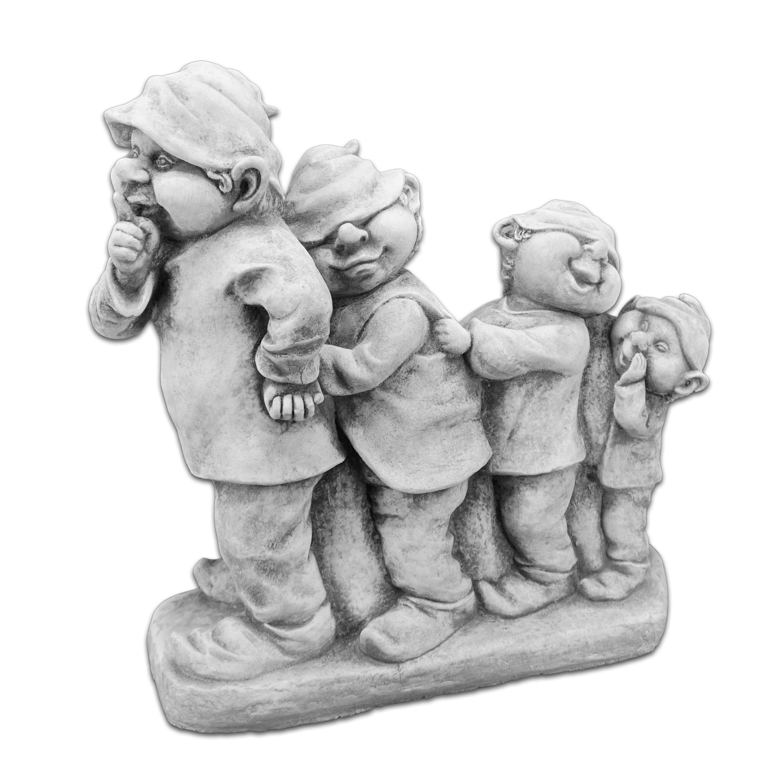 Gartendekoparadies.de Grey,White Gnome Troop, Stone Figure, Height 34 Cm, 12 Kg, Grey, Frost-Proof Made Of Cast Stone For Outdoor Use