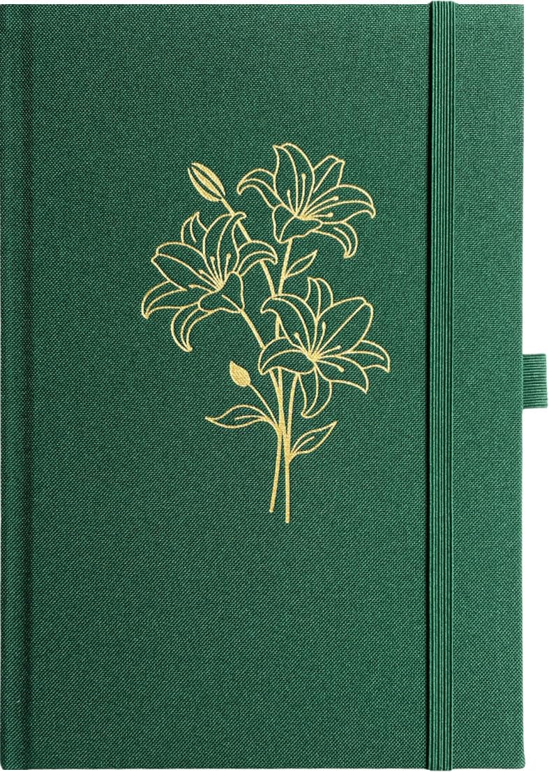 ipoul Journal for Women, A5, 6"x8", Hardcover, Lay-flat, Ruled Paper, Lily Flower — image 1