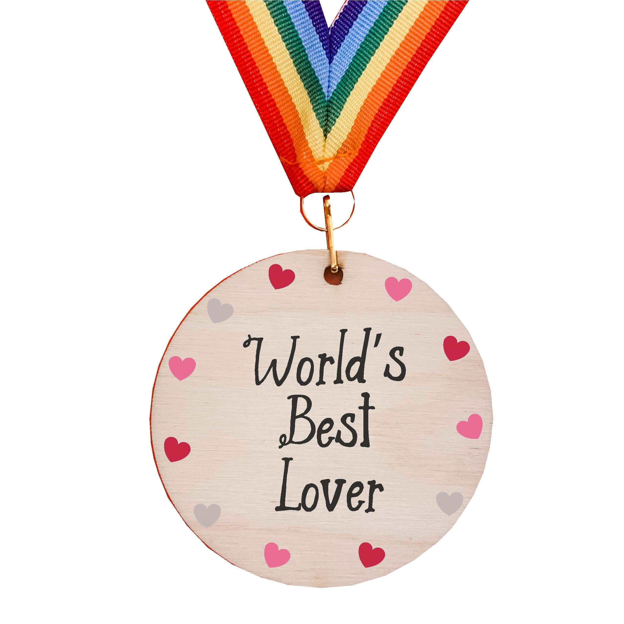 Wooden medal World's best Lover - Valentine's day anniversary gift DD2261